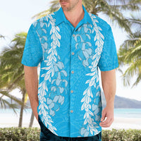 Puakenikeni and Maile Lei Hawaiian Shirt Blue Double Strand Lei