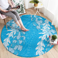 Puakenikeni and Maile Lei Round Carpet Blue Double Strand Lei