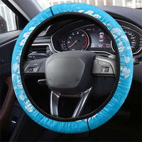 Puakenikeni and Maile Lei Steering Wheel Cover Blue Double Strand Lei