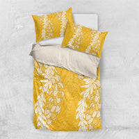 Puakenikeni and Maile Lei Bedding Set Gold Double Strand Lei