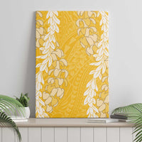Puakenikeni and Maile Lei Canvas Wall Art Gold Double Strand Lei