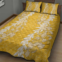 Puakenikeni and Maile Lei Quilt Bed Set Gold Double Strand Lei