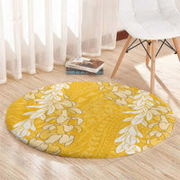 Puakenikeni and Maile Lei Round Carpet Gold Double Strand Lei