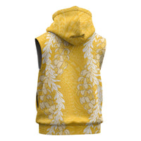 Puakenikeni and Maile Lei Sleeveless Zip Hoodie Gold Double Strand Lei LT9 - Polynesian Pride