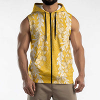 Puakenikeni and Maile Lei Sleeveless Zip Hoodie Gold Double Strand Lei LT9 - Polynesian Pride