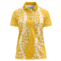 Puakenikeni and Maile Lei Women Polo Shirt Gold Double Strand Lei