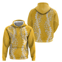 Puakenikeni and Maile Lei Zip Hoodie Gold Double Strand Lei