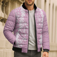 Puakenikeni and Maile Lei Bomber Puffer Jacket Pink Double Strand Lei LT9 - Polynesian Pride