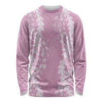 Puakenikeni and Maile Lei Long Sleeve Shirt Pink Double Strand Lei
