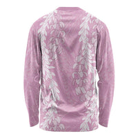 Puakenikeni and Maile Lei Long Sleeve Shirt Pink Double Strand Lei