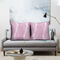 Puakenikeni and Maile Lei Pillow Cover Pink Double Strand Lei - Polynesian Pride