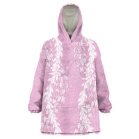 Puakenikeni and Maile Lei Wearable Blanket Hoodie Pink Double Strand Lei