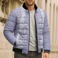 Puakenikeni and Maile Lei Bomber Puffer Jacket Purple Double Strand Lei - Polynesian Pride