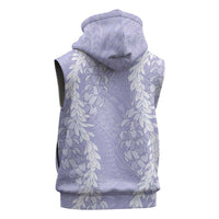 Puakenikeni and Maile Lei Sleeveless Zip Hoodie Purple Double Strand Lei - Polynesian Pride
