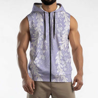Puakenikeni and Maile Lei Sleeveless Zip Hoodie Purple Double Strand Lei - Polynesian Pride
