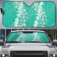 Puakenikeni and Maile Lei Auto Sun Shade Sage Green Double Strand Lei - Polynesian Pride