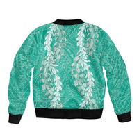 Puakenikeni and Maile Lei Bomber Jacket Sage Green Double Strand Lei LT9 - Polynesian Pride