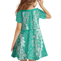 Puakenikeni and Maile Lei Family Matching Short Sleeve Bodycon Dress and Hawaiian Shirt Sage Green Double Strand Lei