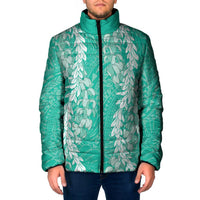 Puakenikeni and Maile Lei Padded Jacket Sage Green Double Strand Lei - Polynesian Pride