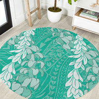 Puakenikeni and Maile Lei Round Carpet Sage Green Double Strand Lei