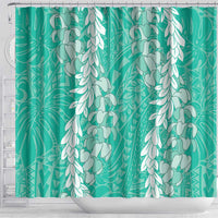 Puakenikeni and Maile Lei Shower Curtain Sage Green Double Strand Lei