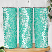 Puakenikeni and Maile Lei Skinny Tumbler Sage Green Double Strand Lei LT9 - Polynesian Pride