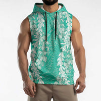 Puakenikeni and Maile Lei Sleeveless Hoodie Sage Green Double Strand Lei LT9 - Polynesian Pride