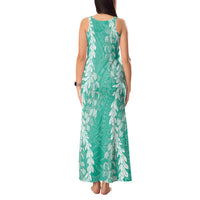Puakenikeni and Maile Lei Tank Maxi Dress Sage Green Double Strand Lei