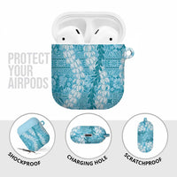 Blue Puakenikeni and Maile Lei AirPods Case Hawaiian Style Tribal Tapa Double Strand Lei LT9 - Polynesian Pride
