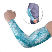 Blue Puakenikeni and Maile Lei Arm Sleeves Hawaiian Style Tribal Tapa Double Strand Lei - Polynesian Pride