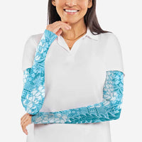 Blue Puakenikeni and Maile Lei Arm Sleeves Hawaiian Style Tribal Tapa Double Strand Lei - Polynesian Pride