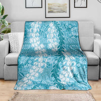 Blue Puakenikeni and Maile Lei Blanket Hawaiian Style Tribal Tapa Double Strand Lei