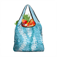 Blue Puakenikeni and Maile Lei Grocery Bag Hawaiian Style Tribal Tapa Double Strand Lei