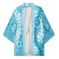 Blue Puakenikeni and Maile Lei Kimono Hawaiian Style Tribal Tapa Double Strand Lei - Polynesian Pride
