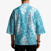 Blue Puakenikeni and Maile Lei Kimono Hawaiian Style Tribal Tapa Double Strand Lei - Polynesian Pride