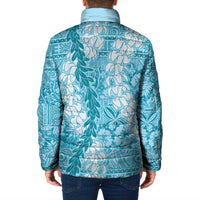 Blue Puakenikeni and Maile Lei Padded Jacket Hawaiian Style Tribal Tapa Double Strand Lei LT9 - Polynesian Pride