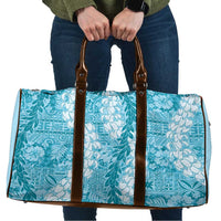 Blue Puakenikeni and Maile Lei Travel Bag Hawaiian Style Tribal Tapa Double Strand Lei - Polynesian Pride