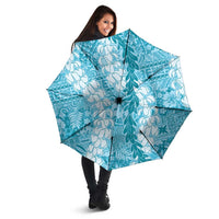 Blue Puakenikeni and Maile Lei Umbrella Hawaiian Style Tribal Tapa Double Strand Lei - Polynesian Pride