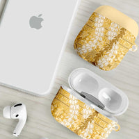 Gold Puakenikeni and Maile Lei AirPods Case Hawaiian Style Tribal Tapa Double Strand Lei LT9 - Polynesian Pride