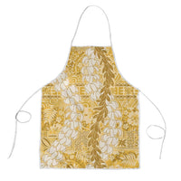 Gold Puakenikeni and Maile Lei Apron Hawaiian Style Tribal Tapa Double Strand Lei - Polynesian Pride