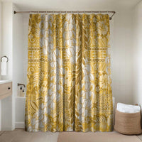 Gold Puakenikeni and Maile Lei Bathroom Set Hawaiian Style Tribal Tapa Double Strand Lei - Polynesian Pride