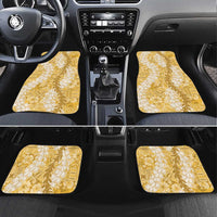 Gold Puakenikeni and Maile Lei Car Mats Hawaiian Style Tribal Tapa Double Strand Lei