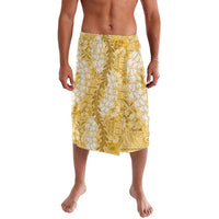 Gold Puakenikeni and Maile Lei Lavalava Hawaiian Style Tribal Tapa Double Strand Lei