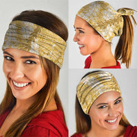 Gold Puakenikeni and Maile Lei Neck Gaiter Hawaiian Style Tribal Tapa Double Strand Lei - Polynesian Pride