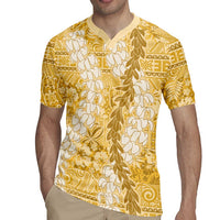 Gold Puakenikeni and Maile Lei Rugby Jersey Hawaiian Style Tribal Tapa Double Strand Lei LT9 - Polynesian Pride