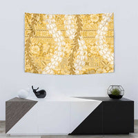 Gold Puakenikeni and Maile Lei Tapestry Hawaiian Style Tribal Tapa Double Strand Lei LT9 - Polynesian Pride