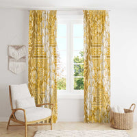 Gold Puakenikeni and Maile Lei Window Curtain Hawaiian Style Tribal Tapa Double Strand Lei LT9 - Polynesian Pride