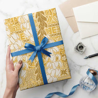 Gold Puakenikeni and Maile Lei Wrapping Paper Hawaiian Style Tribal Tapa Double Strand Lei - Polynesian Pride