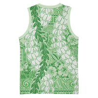Green Puakenikeni and Maile Lei Basketball Jersey Hawaiian Style Tribal Tapa Double Strand Lei - Polynesian Pride