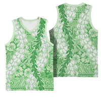 Green Puakenikeni and Maile Lei Basketball Jersey Hawaiian Style Tribal Tapa Double Strand Lei - Polynesian Pride